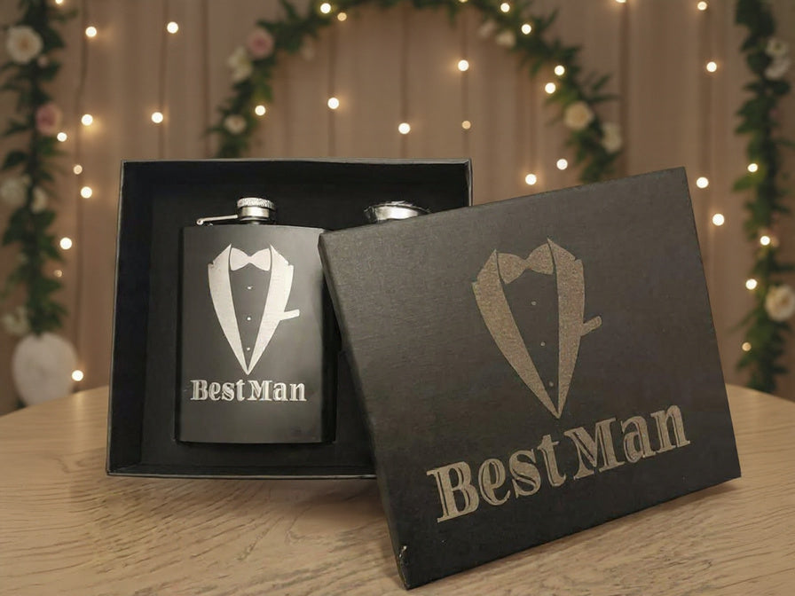Best Man Hip Flask Gift Set