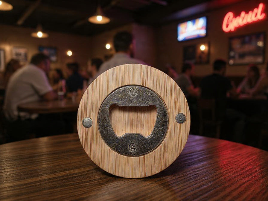 "Professional Beer Taster" Bamboo Magnetic Bottle Opener