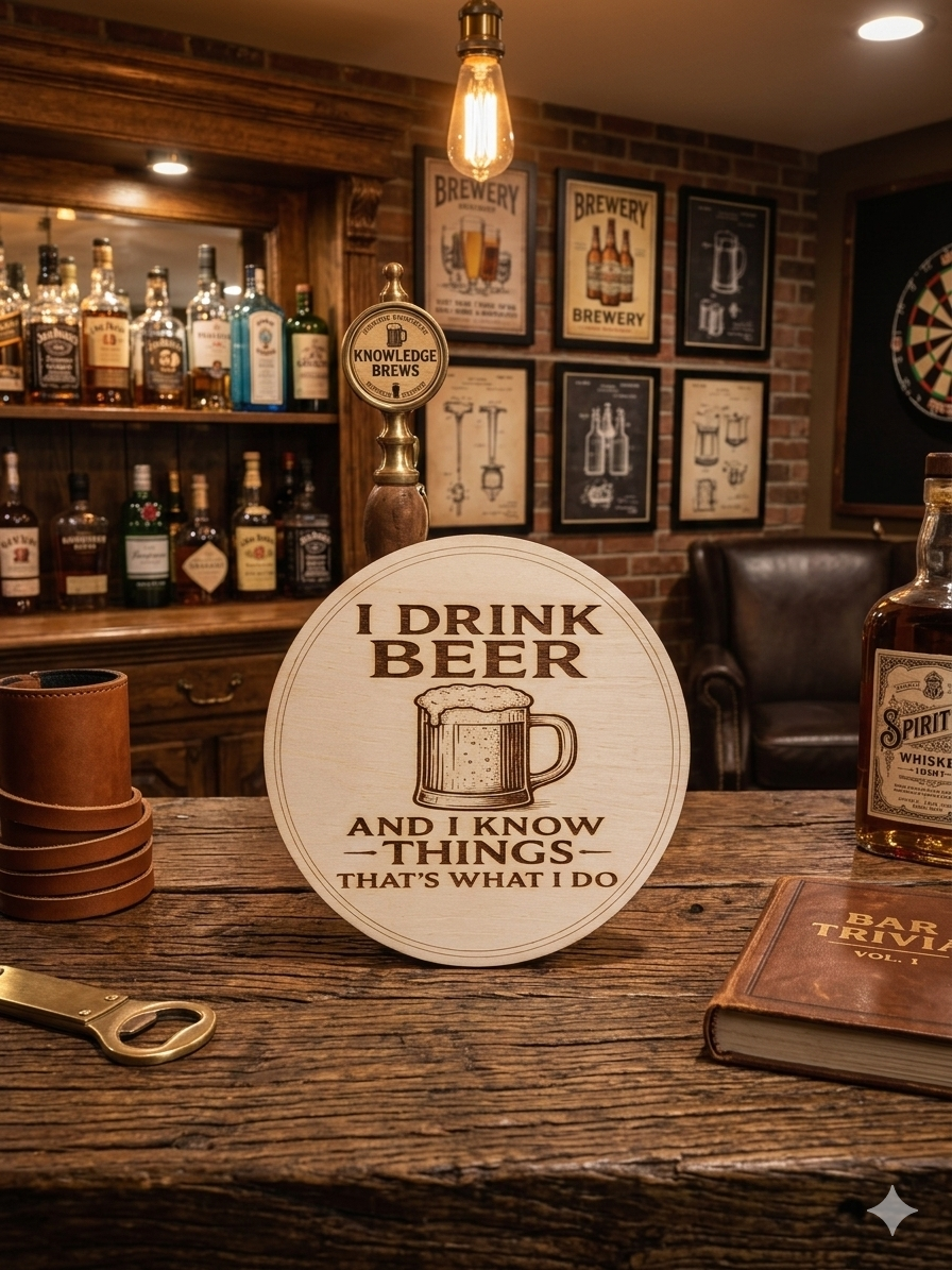 "I Drink Beer & I Know Things" Wooden Coaster