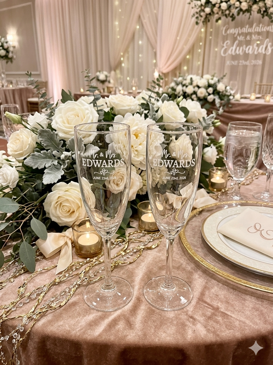Personalised Set of Two Champagne Glasses