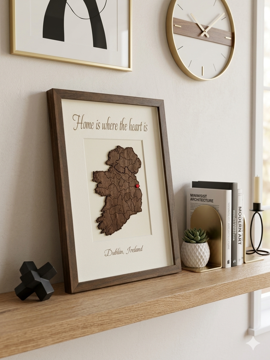 'Home is where the heart is' walnut picture frame