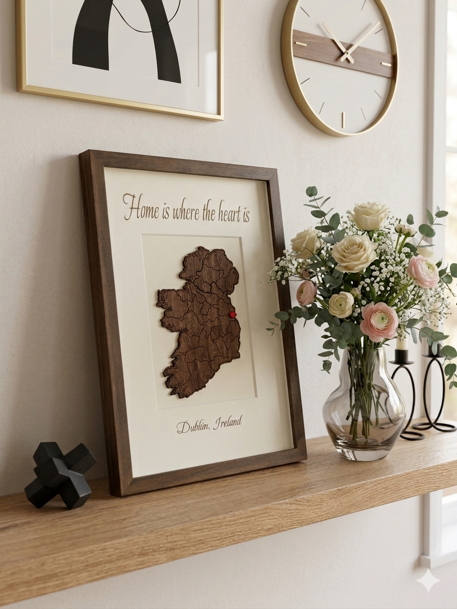 'Home is where the heart is' walnut picture frame
