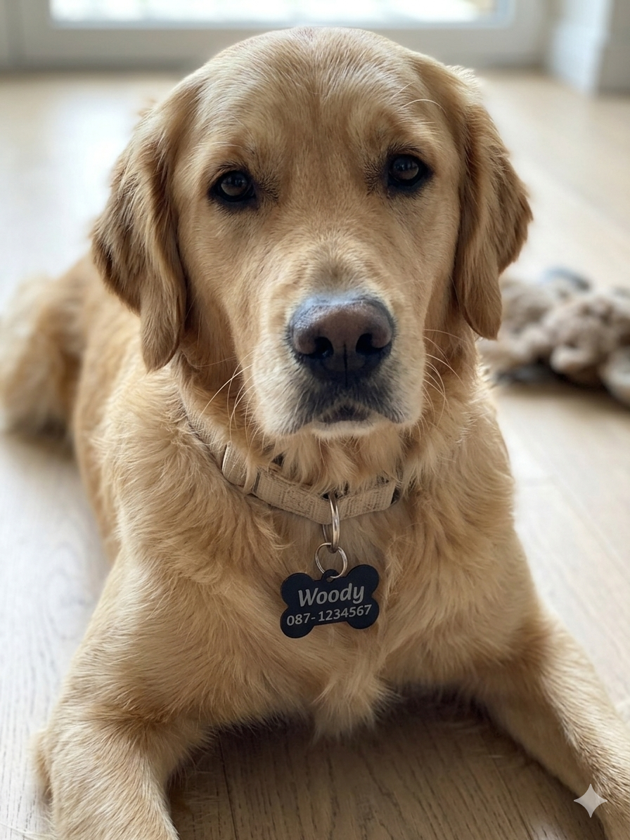Personalised black aluminium laser engraved pet tag