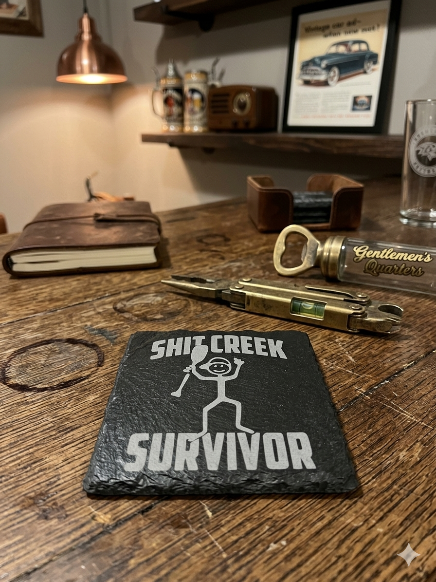 Shit Creek Survivor Funny Slate Coaster