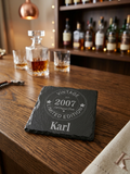 Personalised Vintage Year & Name Slate Coaster