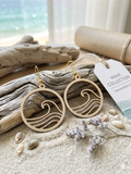 Ocean Wave Wooden Laser Cut Earrings