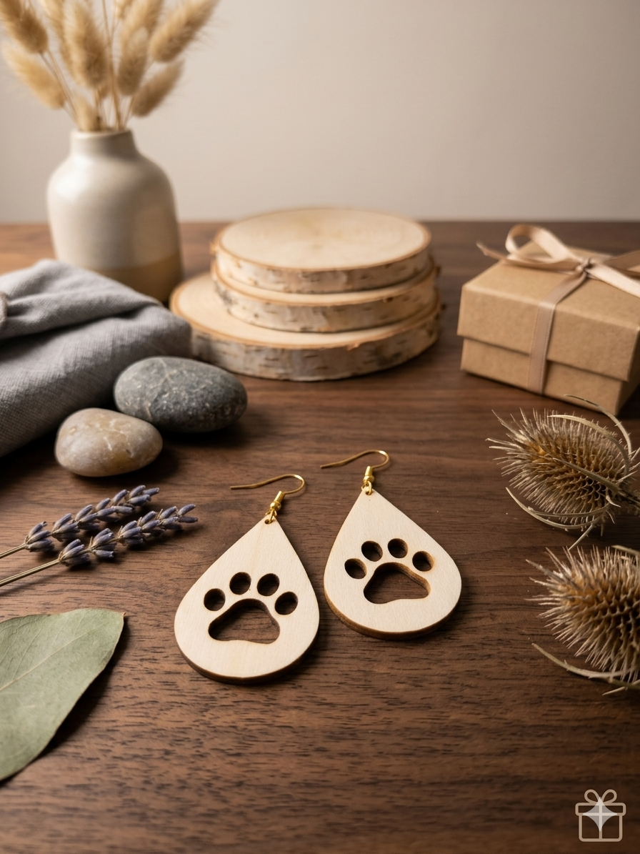 Dog Lover Laser Cut Wooden Earrings