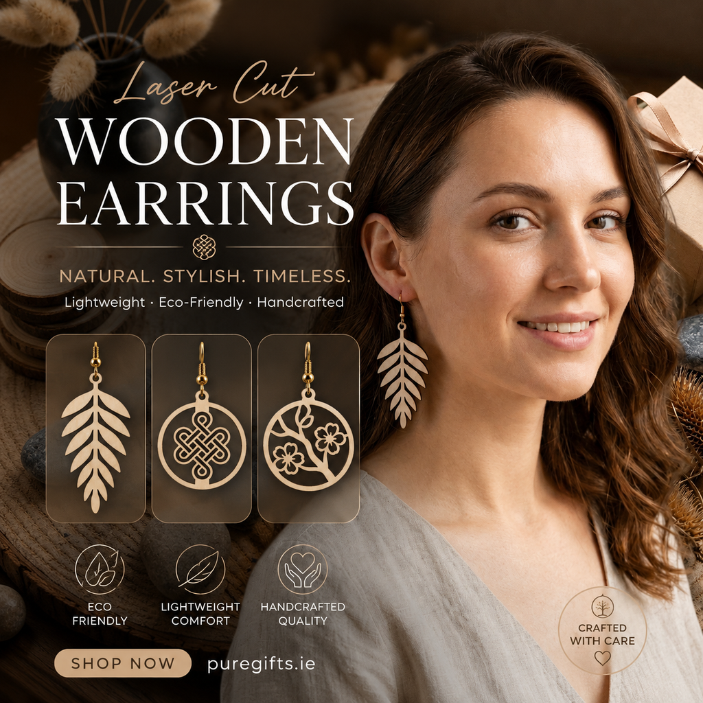 Cheery blossom laser cut wooden earrings