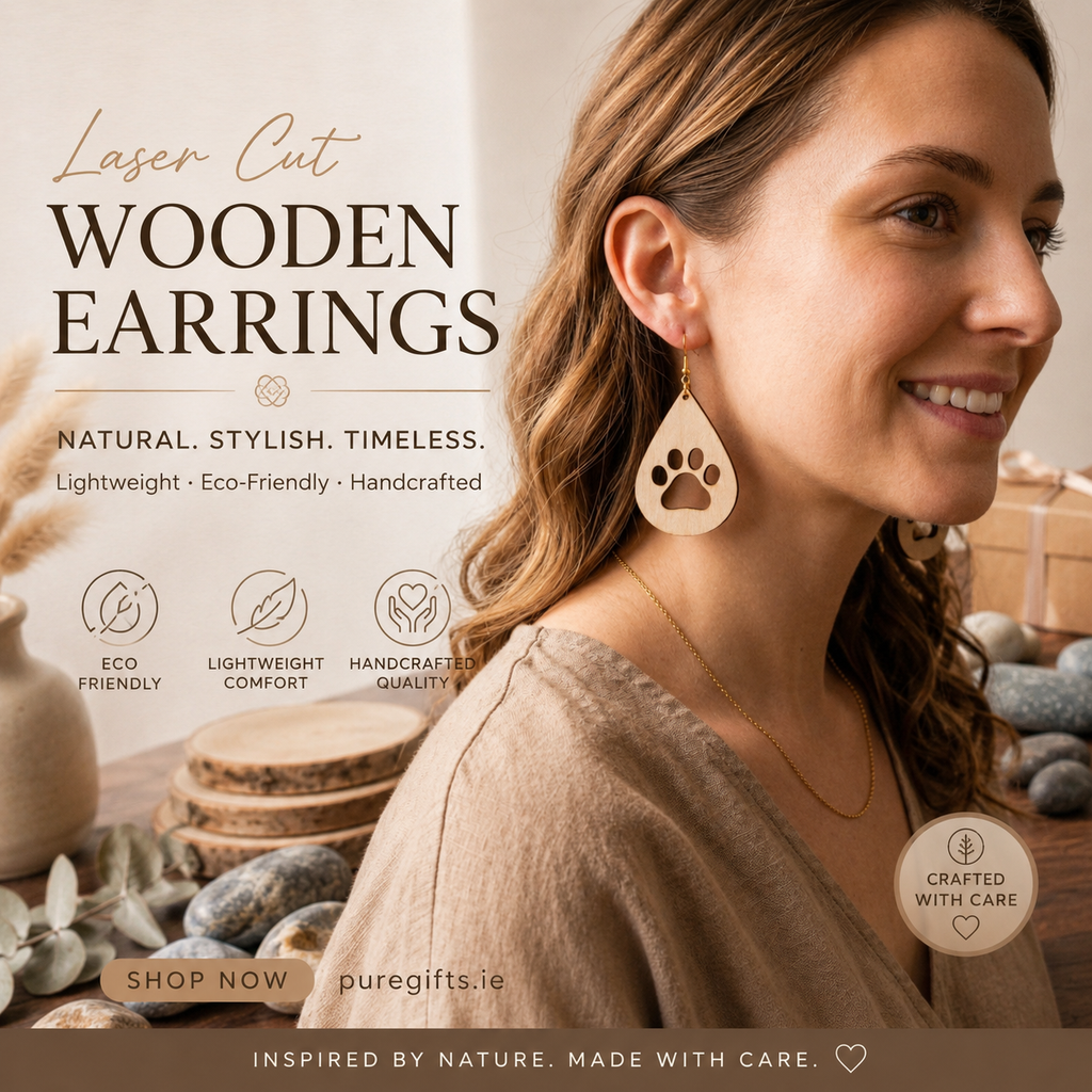Dog Lover Laser Cut Wooden Earrings