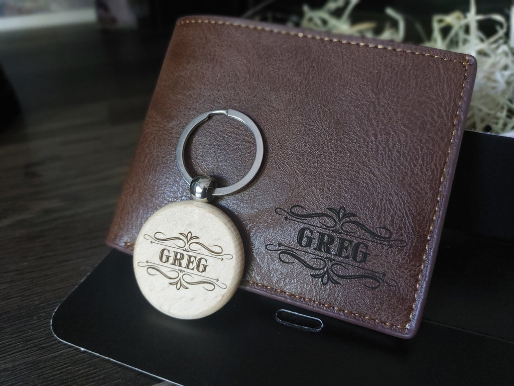 Personalised wallet and keyring gift set