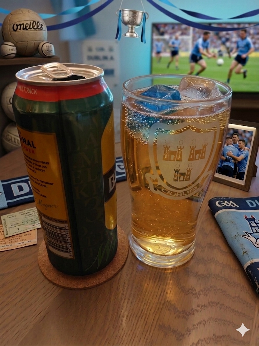Dublin retro engraved pint glass and reusable ice cubes