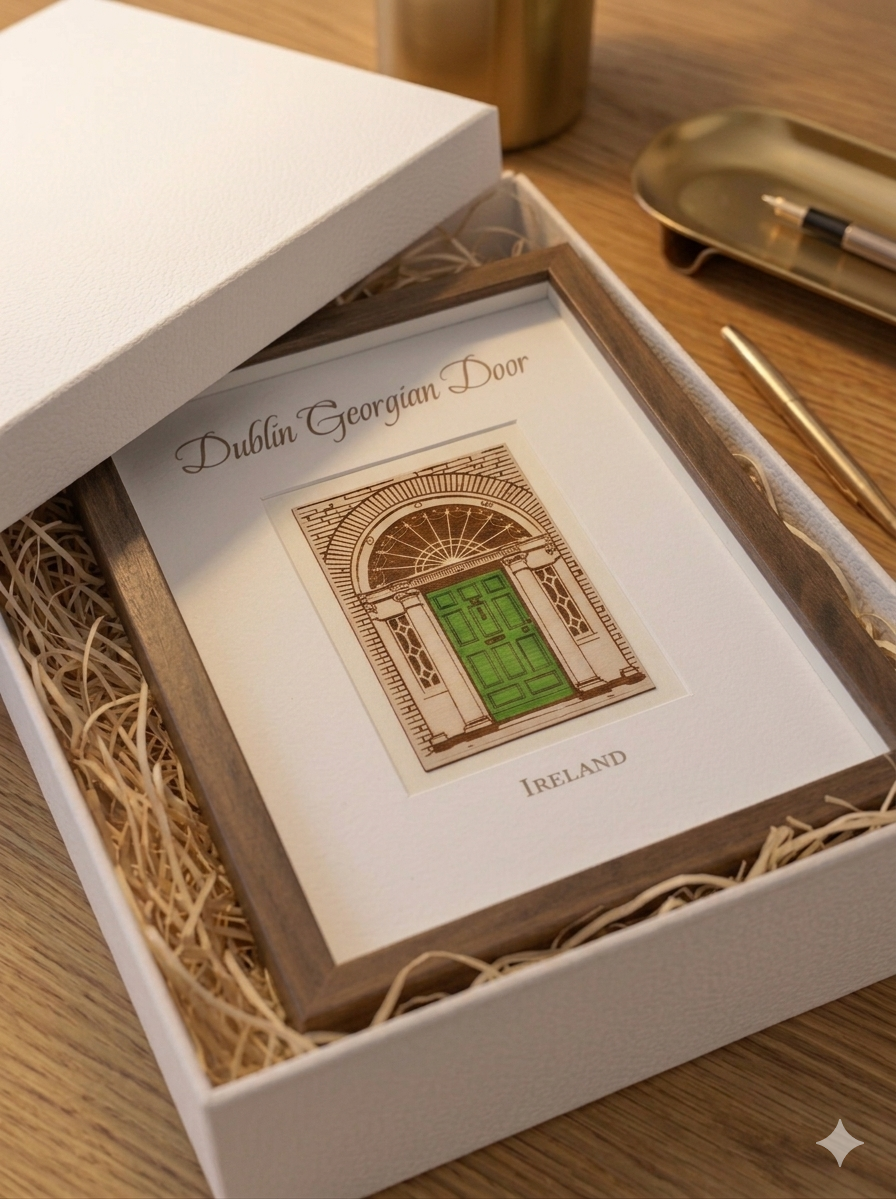 Dublin Georgian Door Laser Engraved Walnut Picture Frame with Gift box