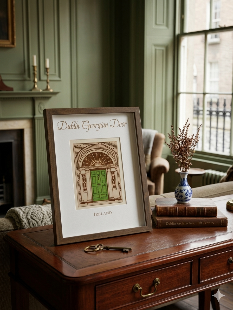 Dublin Georgian Door Laser Engraved Walnut Picture Frame with Gift box