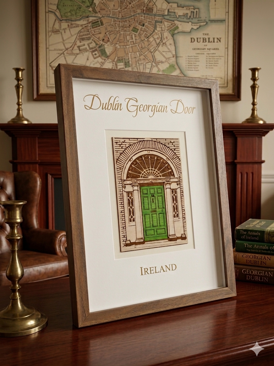 Dublin Georgian Door Laser Engraved Walnut Picture Frame with Gift box
