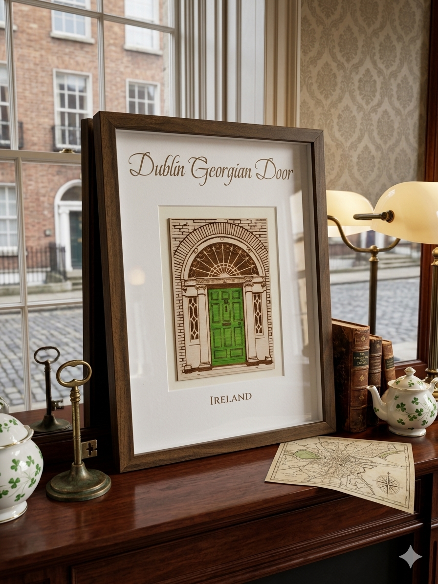 Dublin Georgian Door Laser Engraved Walnut Picture Frame with Gift box
