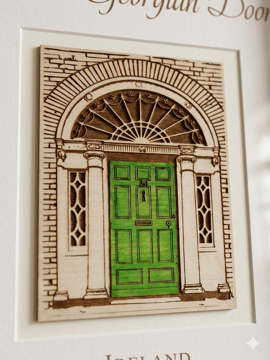 Dublin Georgian Door Laser Engraved Walnut Picture Frame with Gift box