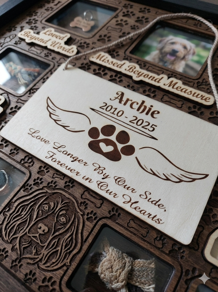 Personalised Pet Memorial Laser Engraved Wooden Hanging Plaque