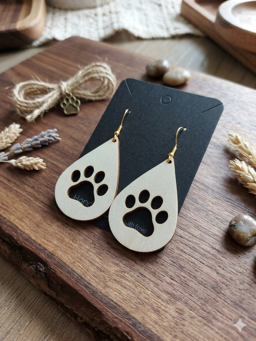 Dog Lover Laser Cut Wooden Earrings