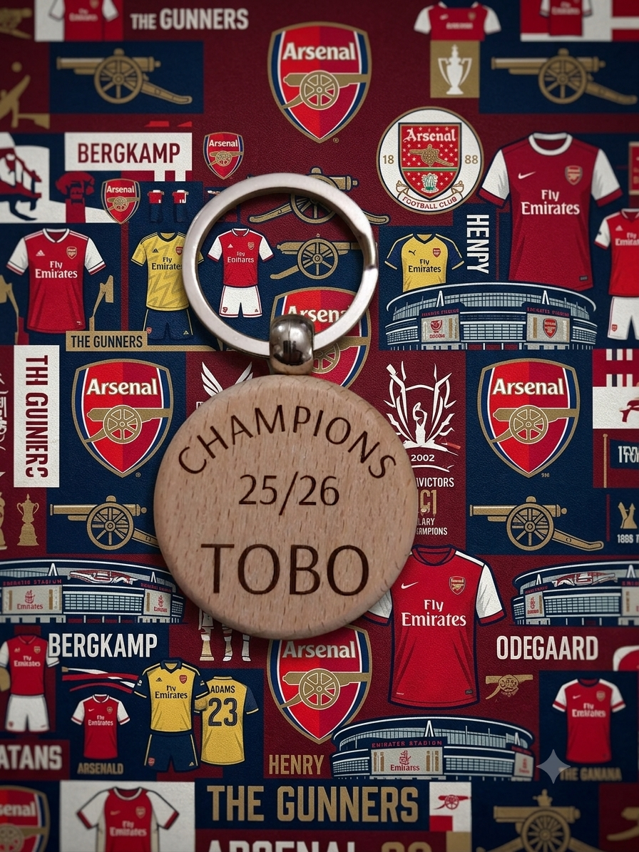 The Gunners Personalised Champions 25/26 Keyring