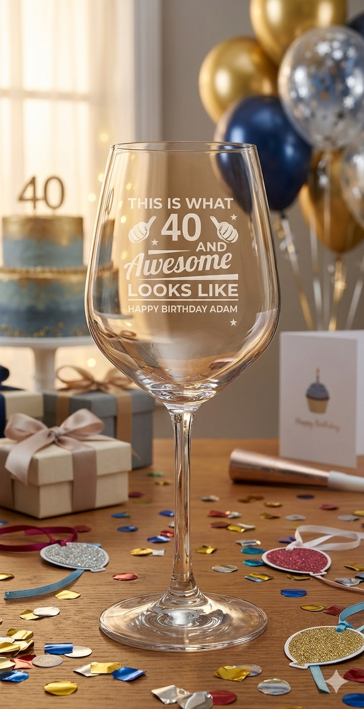 Personalised 40th Birthday Wine Glass