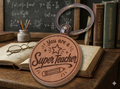 Super Teacher Wooden Keyring