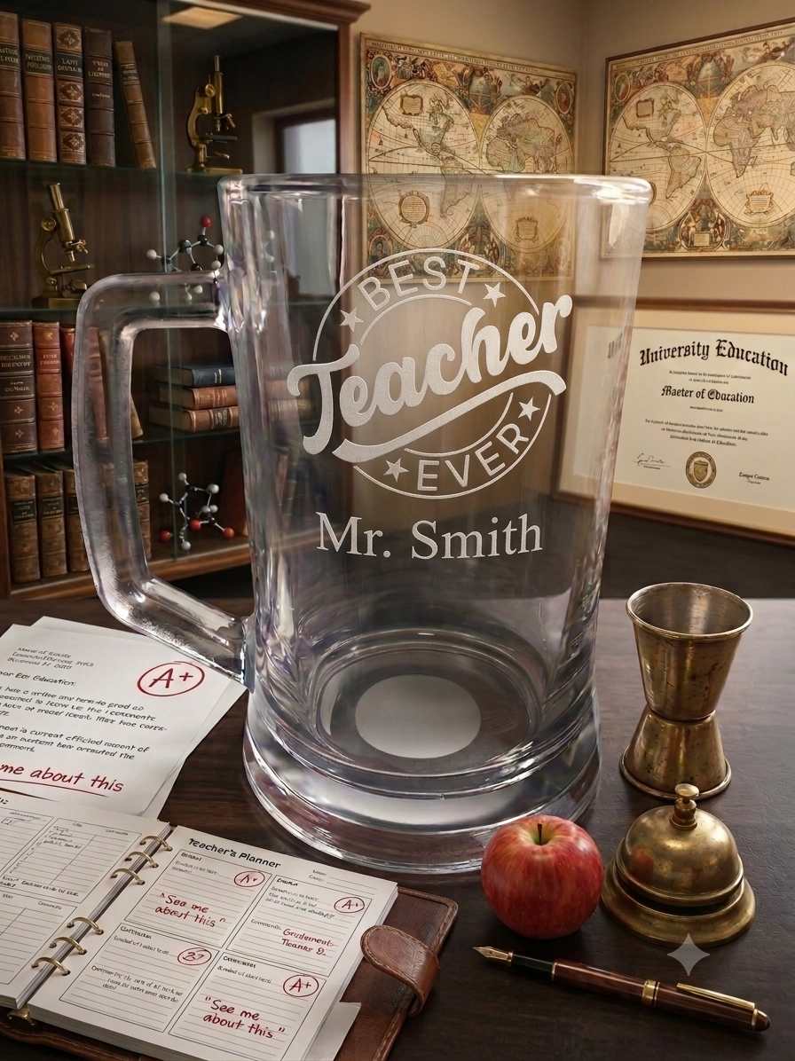 Best Teacher Ever Personalised Tankard Glass