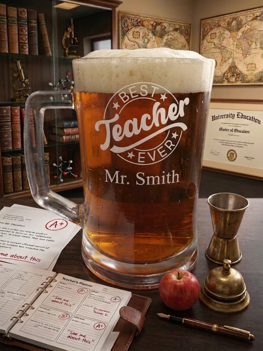 Best Teacher Ever Personalised Tankard Glass
