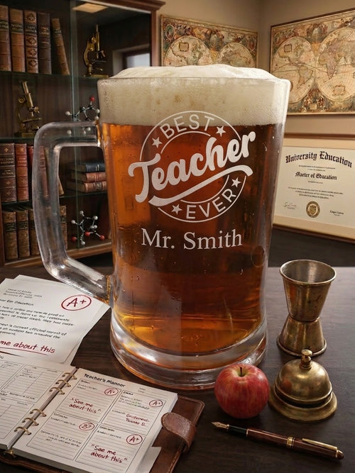 Best Teacher Ever Personalised Tankard Glass