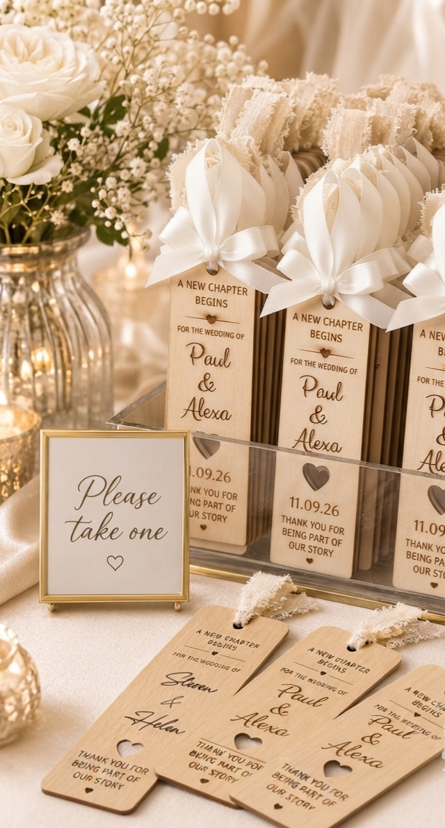 Personalised Wooden Wedding Bookmark Favors