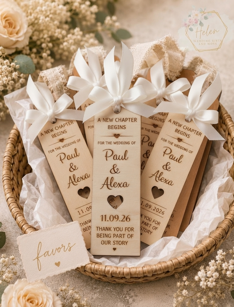 Personalised Wooden Wedding Bookmark Favors