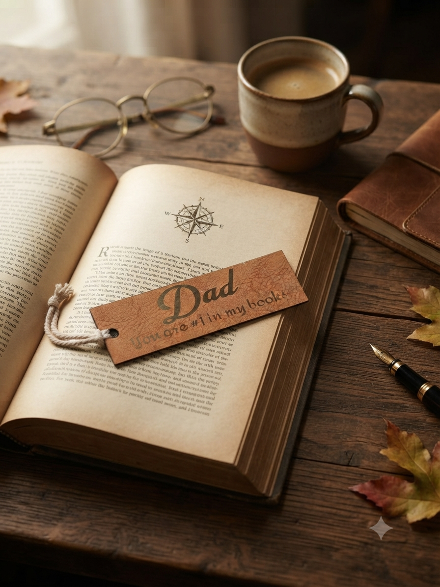 "Dad - You are #1 in my books," Engraved Bookmark