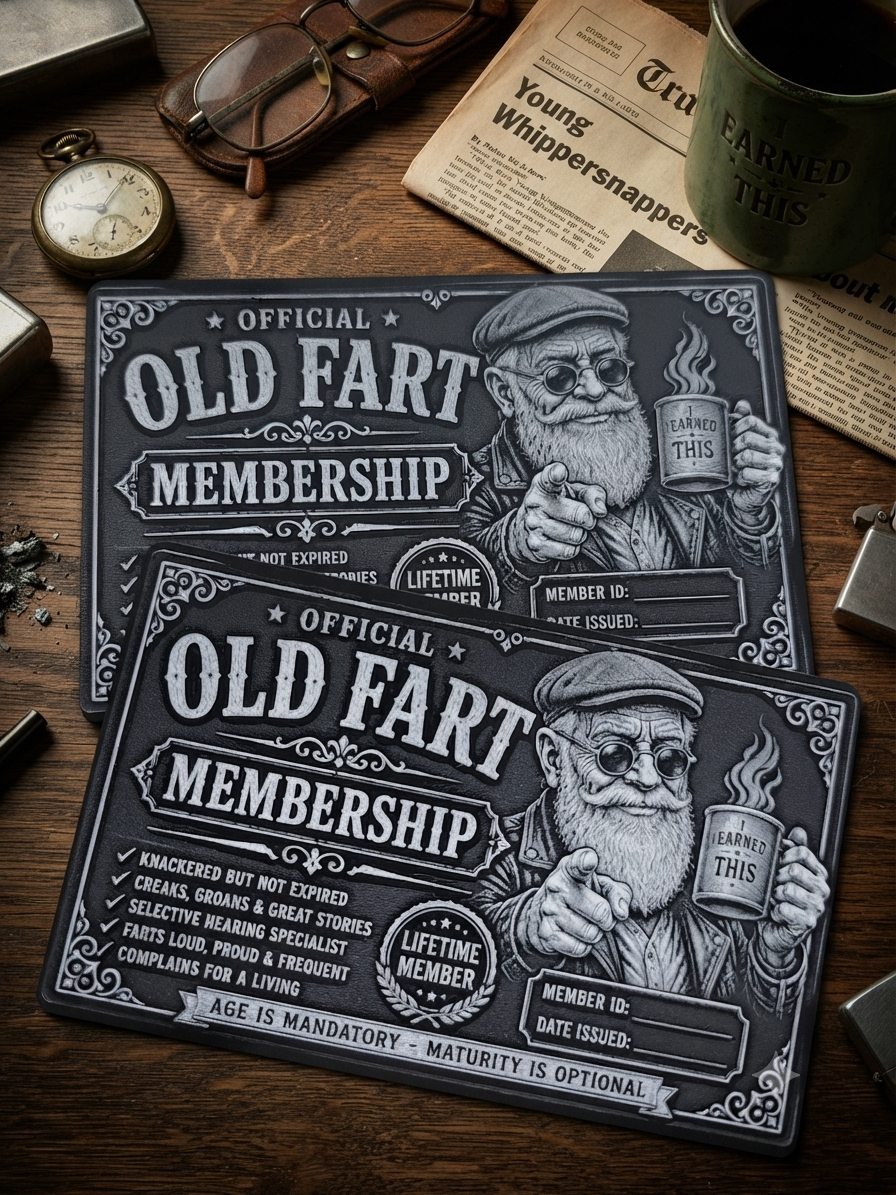 Official Old Fart Membership Card set of 2