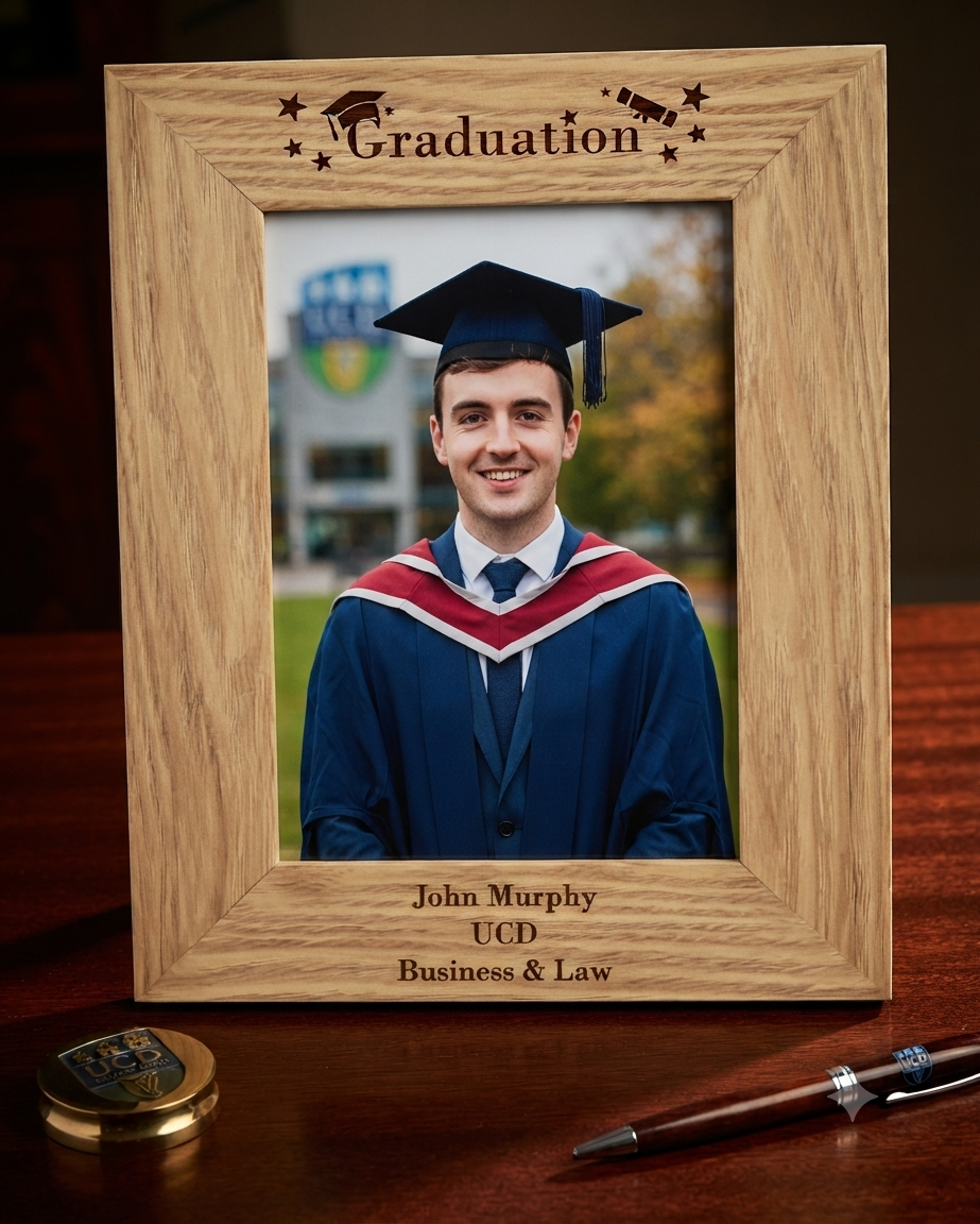 Personalised Laser-Engraved Solid Oak Graduation Picture Frame