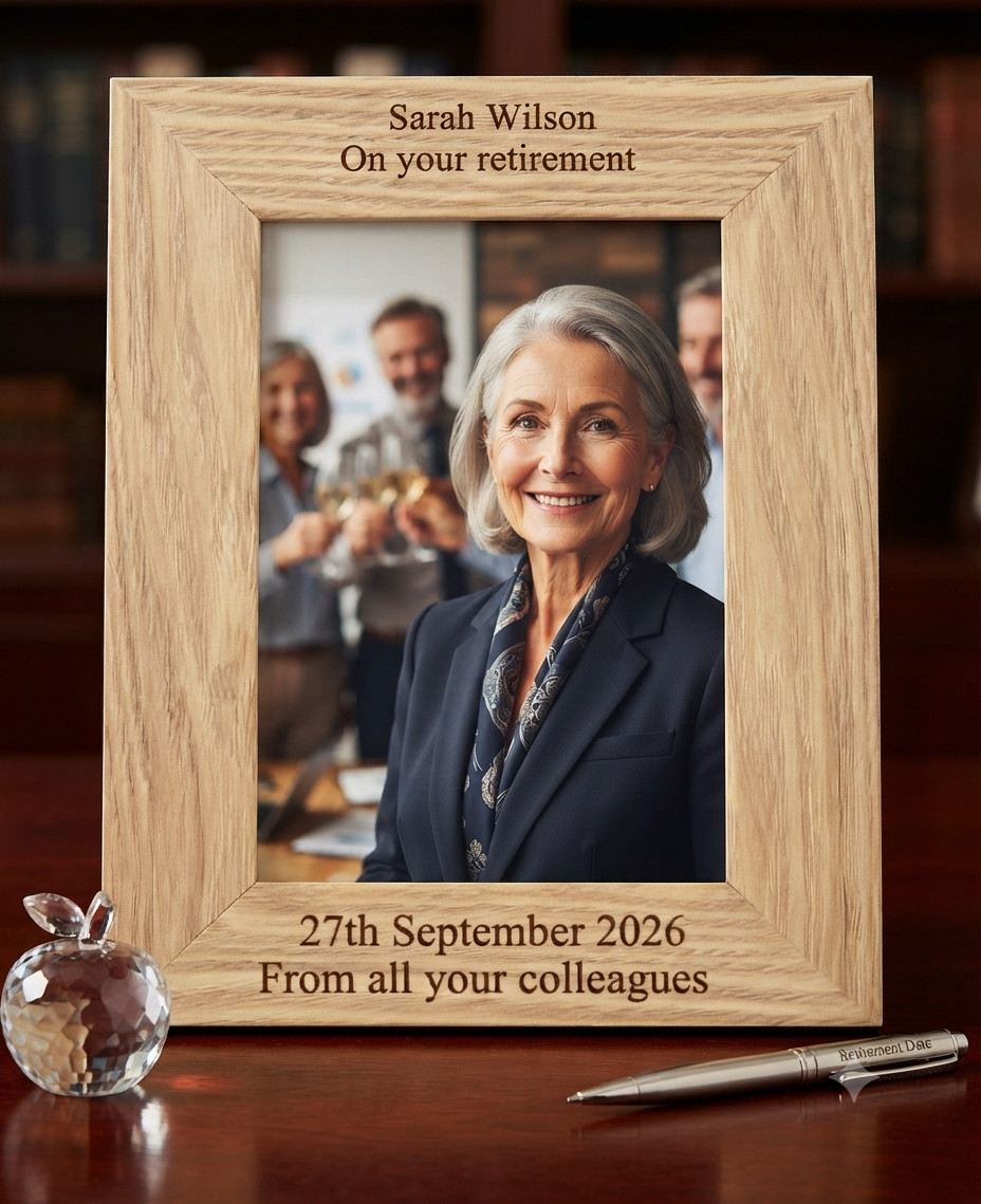 Personalised Wooden Retirement Engraved Picture Frame