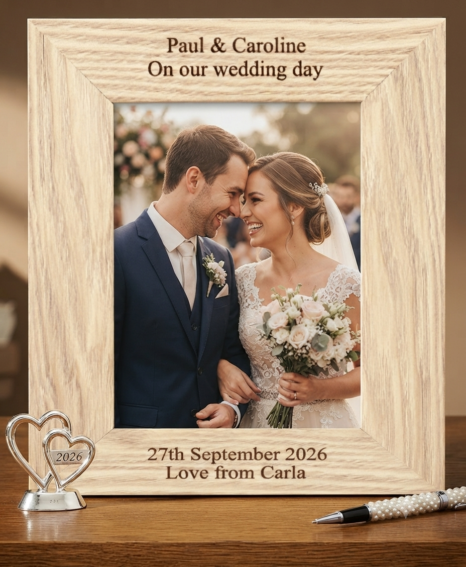 Personalised Wooden Wedding Engraved Picture Frame