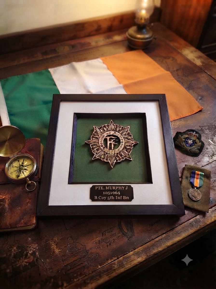 Irish Defence Forces Personalised Solid Wood & Glass Frame