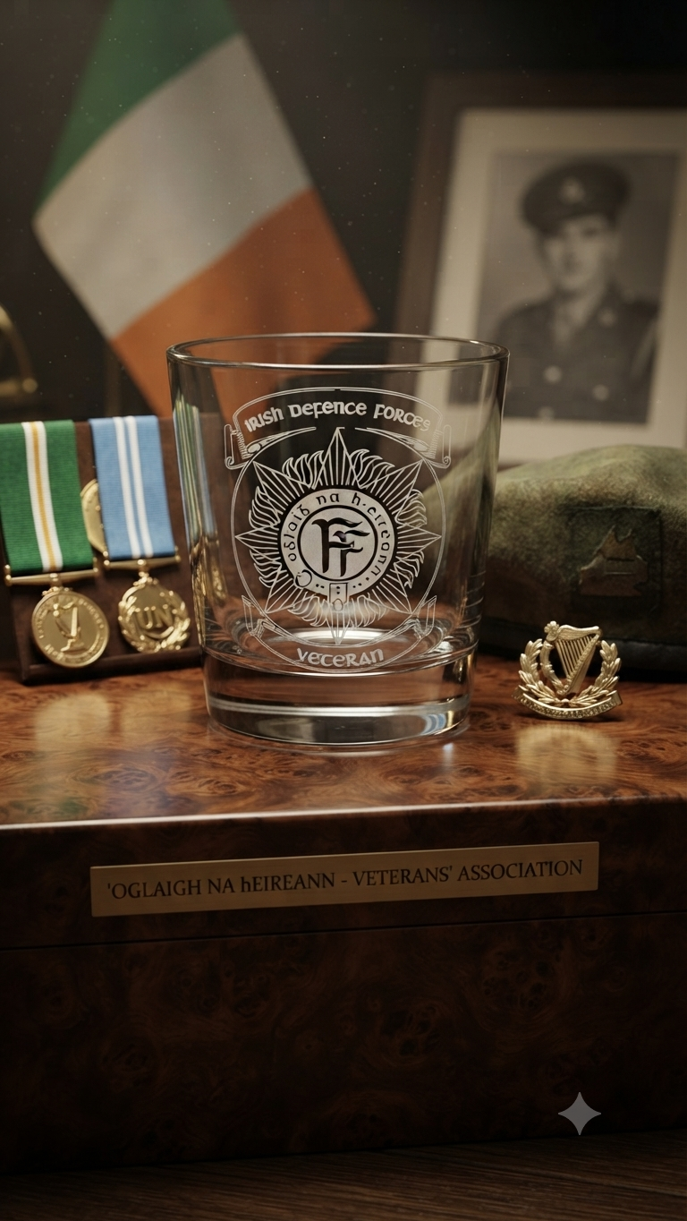 Irish Defence Forces Veteran Laser Engraved Whiskey Glass