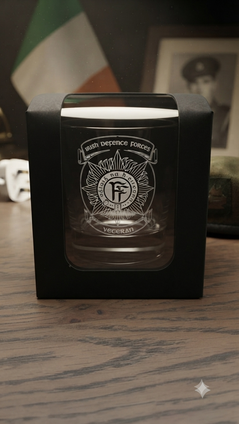 Irish Defence Forces Veteran Laser Engraved Whiskey Glass