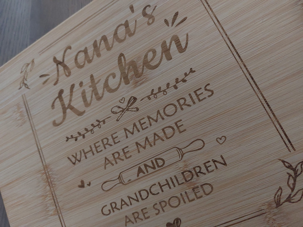 Nana's Kitchen, Where Memories Are Made And Grandchildren Are Spoiled Bamboo Board
