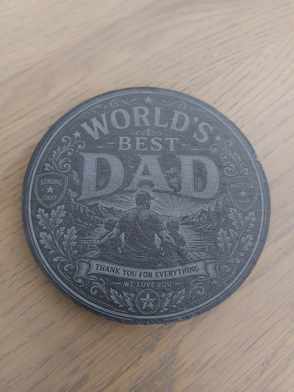 Handcrafted "World's Best Dad" Slate Coaster