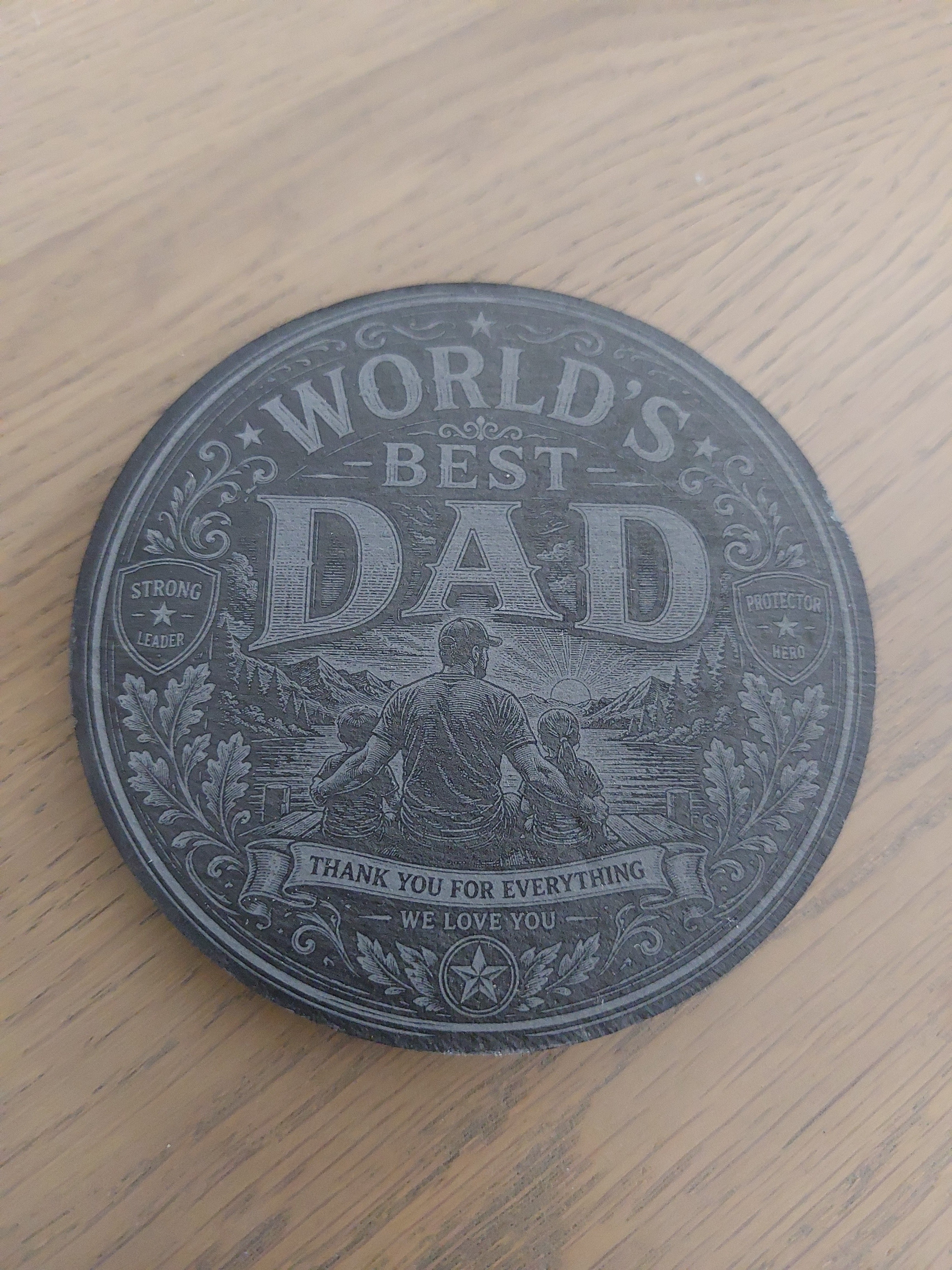 Handcrafted "World's Best Dad" Slate Coaster
