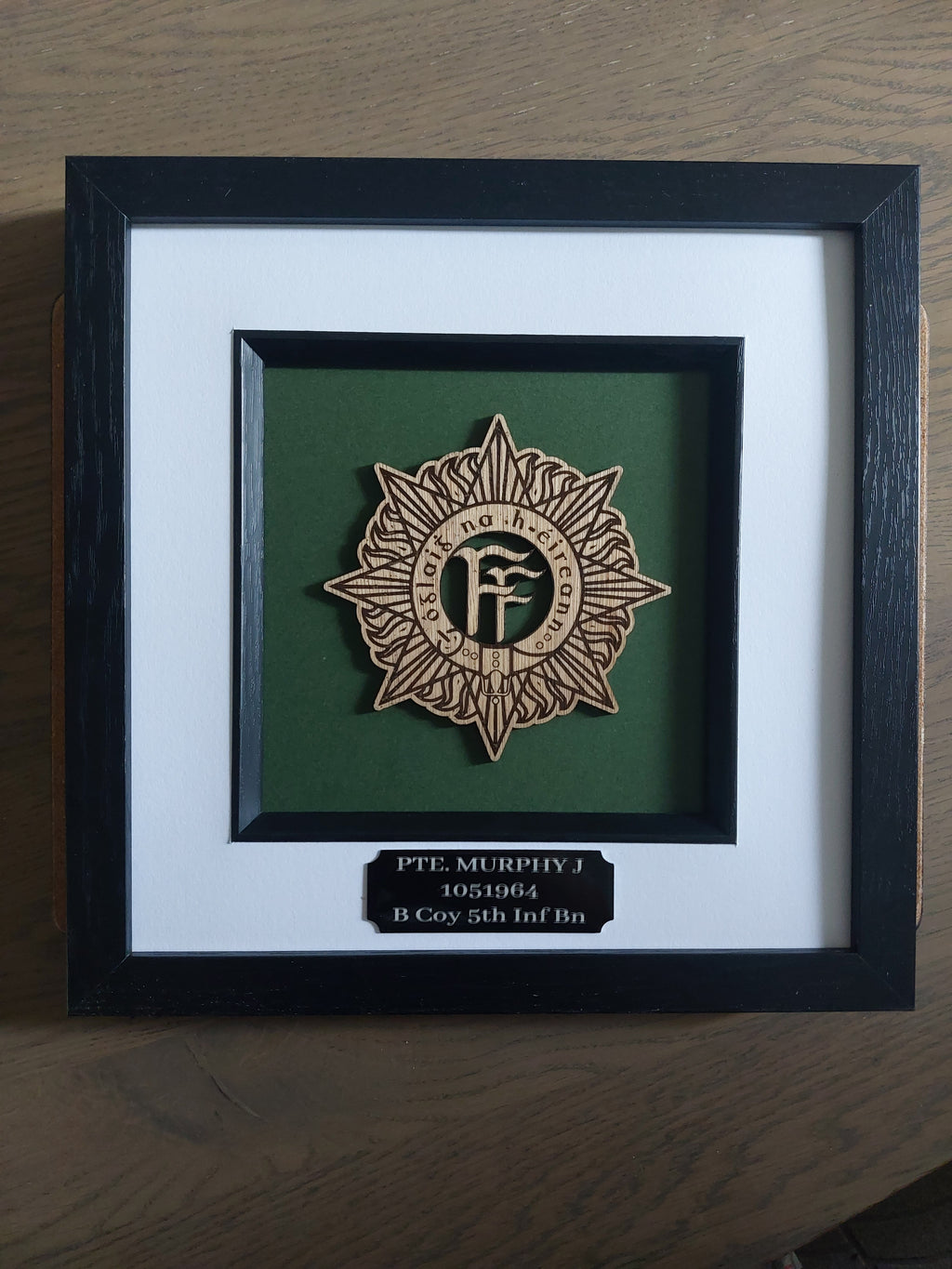 Irish Defence Forces Personalised Solid Wood & Glass Frame