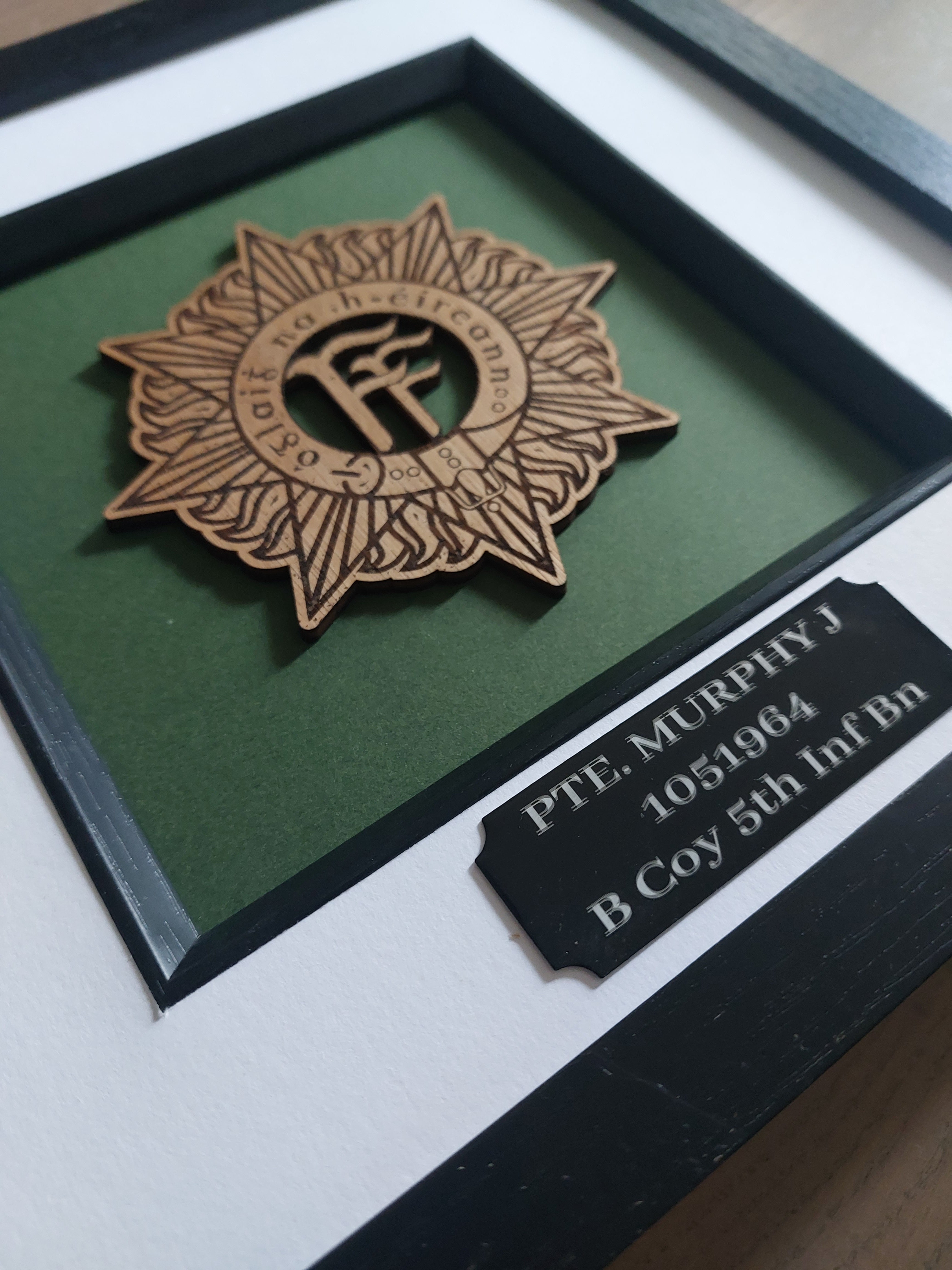 Irish Defence Forces Personalised Solid Wood & Glass Frame