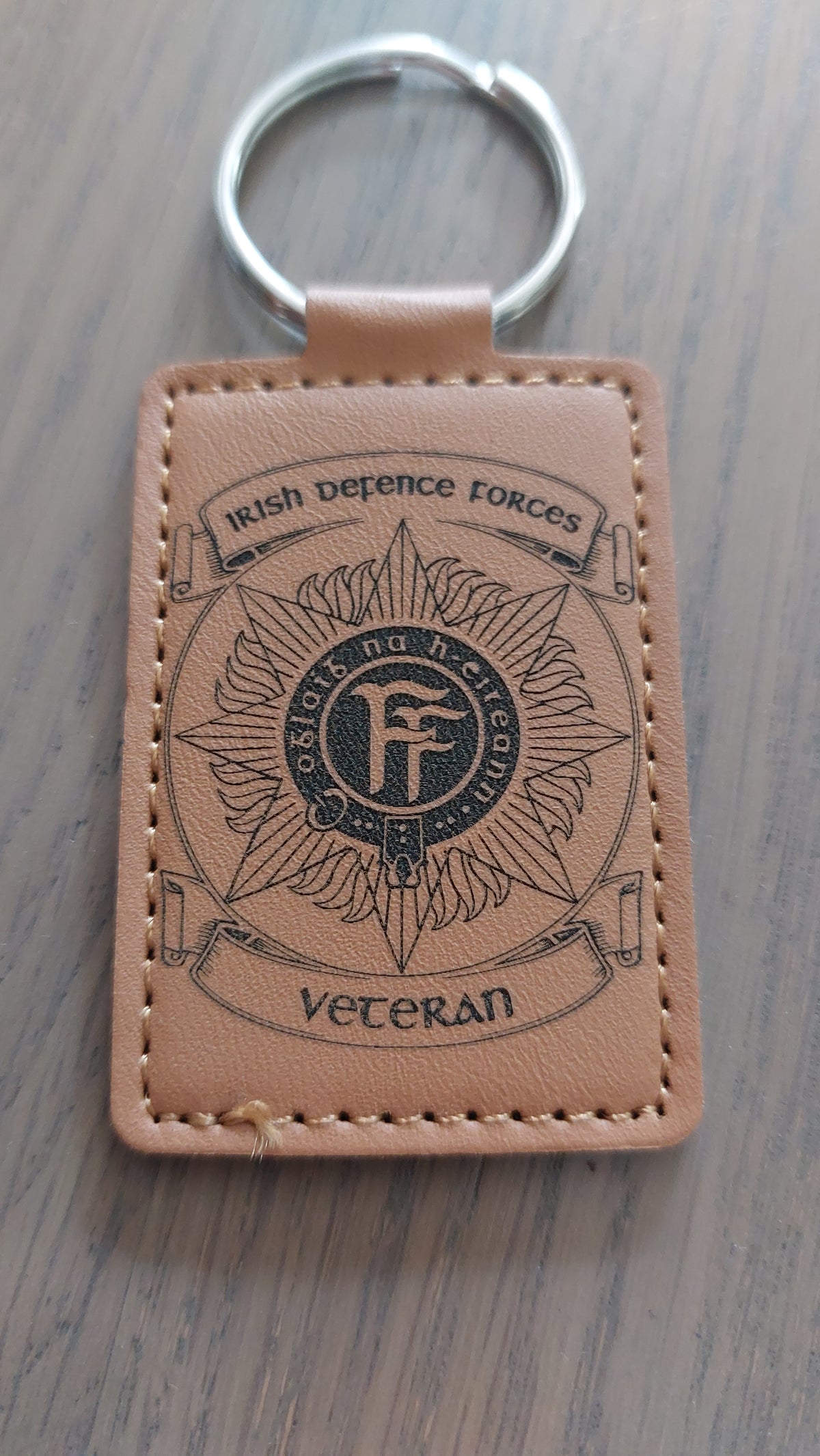 Irish Defence Forces Veteran Laser-Engraved Leatherette Keyring
