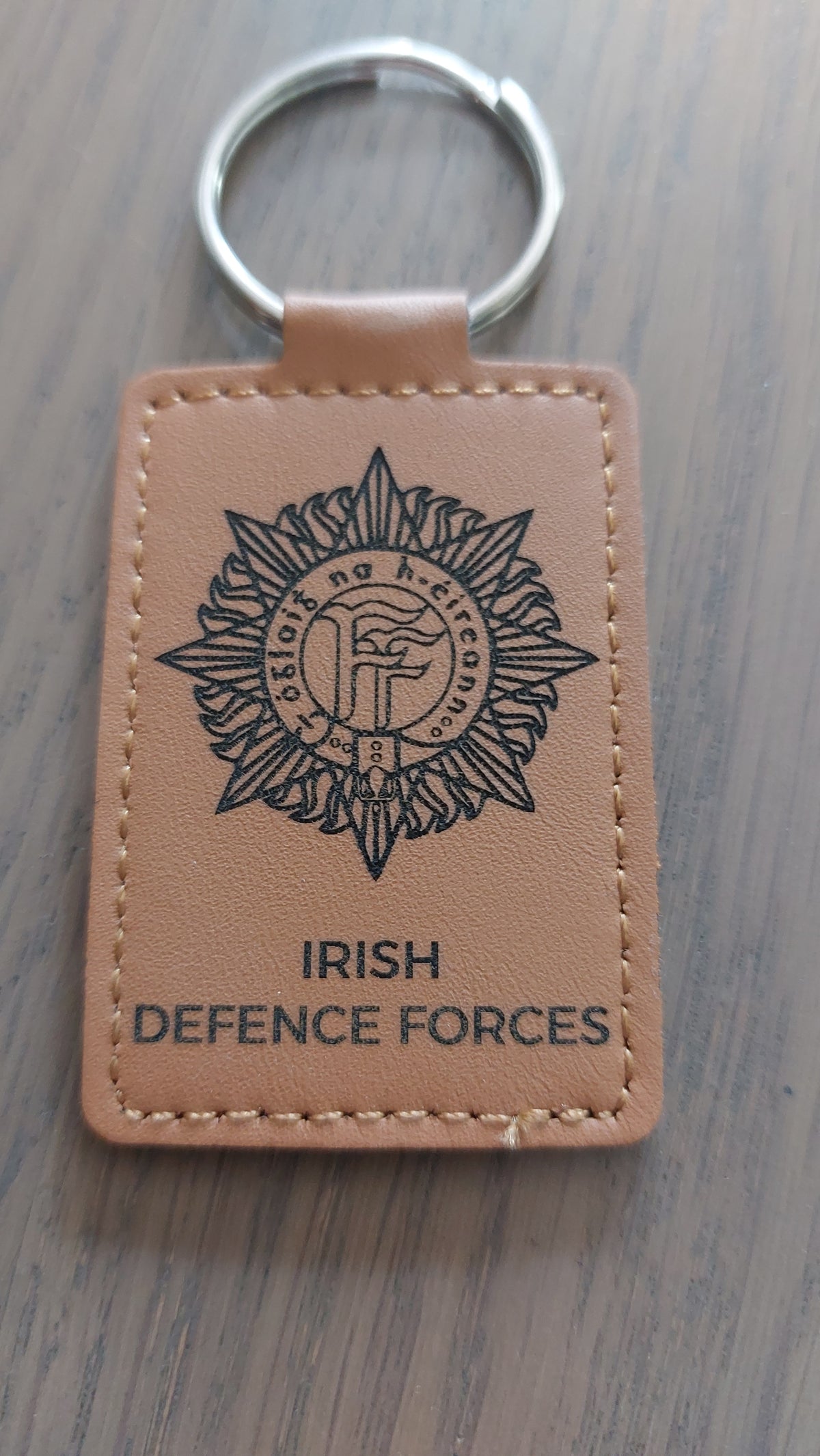 Irish Defence Forces Laser-Engraved Leatherette Keyring