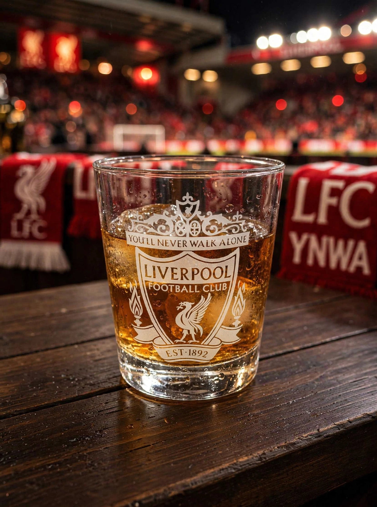 Liverpool engraved whiskey glass