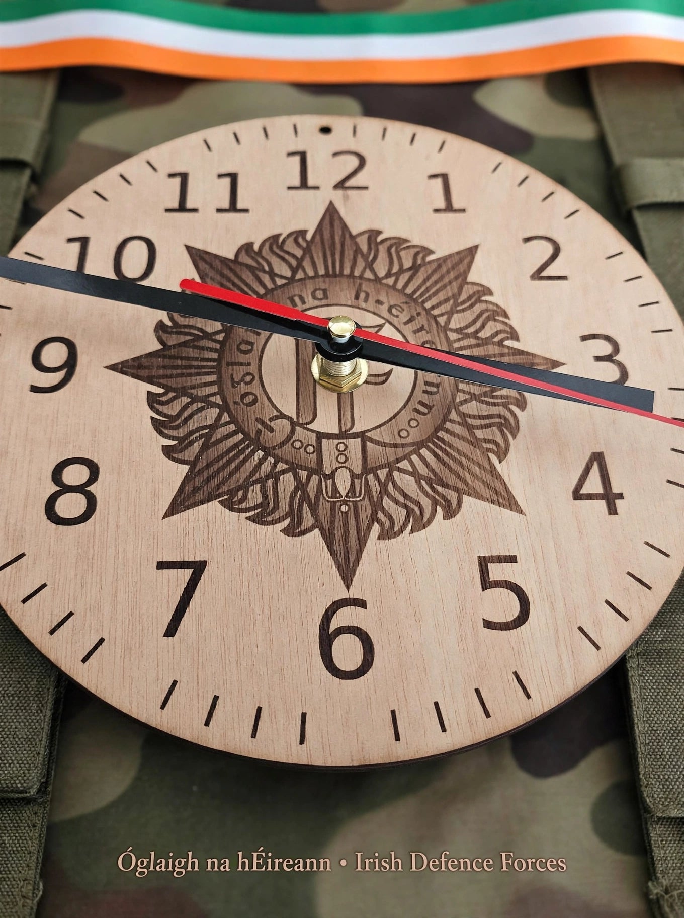 Irish Defence Forces - 7" Laser Engraved Wooden Clock