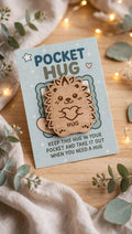 Hedgehog Pocket Hug - Wooden Hug Token - 50mm Laser Engraved Hedgehog Keepsake - Letterbox Hug Gift