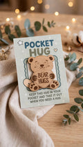 Bear Hugs Pocket Hug - Wooden Bear Token - 50mm Laser Engraved Bear Keepsake - Bear Hug Gift