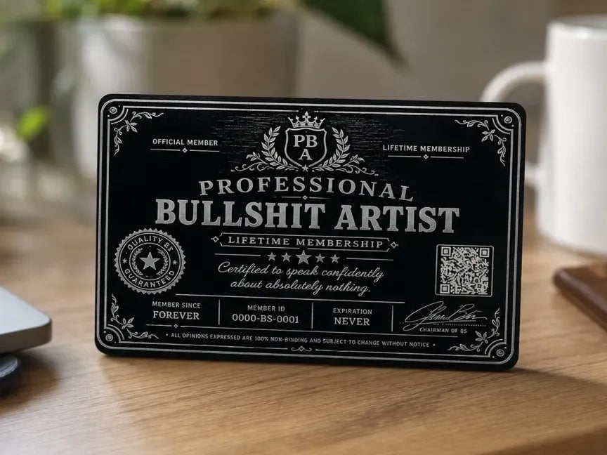 Professional Bullshit Artist Lifetime Membership Novelty Business Cards x2